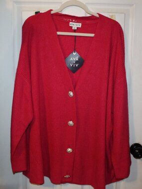NWT AVA & VIV Bling button cardigan 3X(24/26W) Pretty/Nicely made
